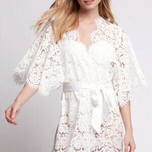 Anthropologie Homebodii Saskia Long Lace Robe
